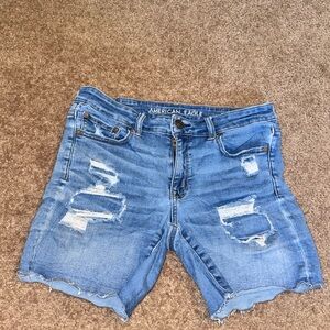 American Eagle Outfitters Light Blue Ripped Jean Shorts